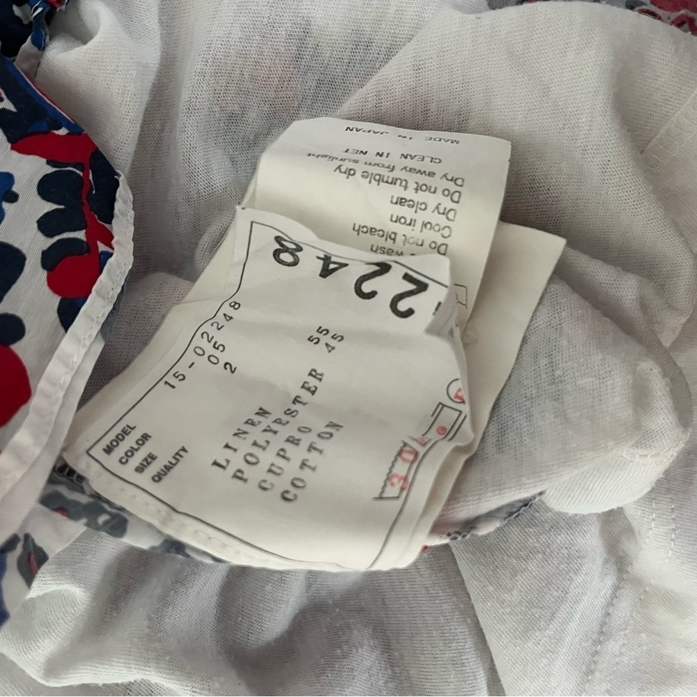 SOLD SACAI sz 2 S WHITE Linen Tee Flare Back Floral Print Short Sleeve Tshirt - Picture 11 of 12